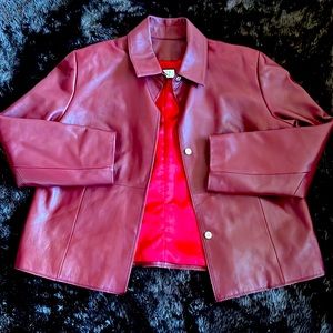 Vintage 100% Leather Jacket with 100% Satin Lining